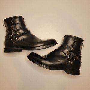 Avellini Moto Harness Short leather boot, black, zipper closure, size 8.5 (39)